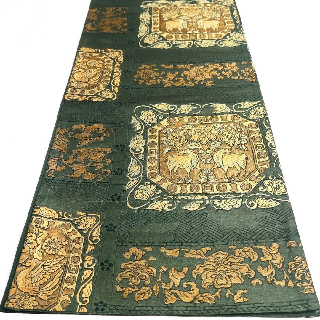 袋帯 唐織 ヤギ 鳳凰 花模様 金糸 着物 114b p ms - メルカリ