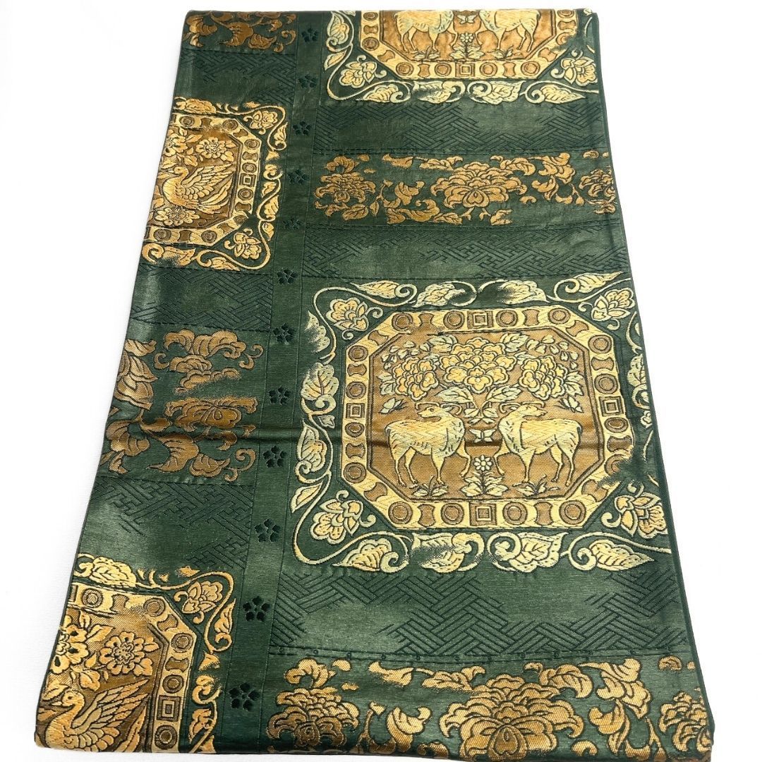 袋帯鳳凰柄美品金糸入り 袋帯 唐織 ヤギ 鳳凰 花模様 金糸 着物 114b p ms - メルカリ