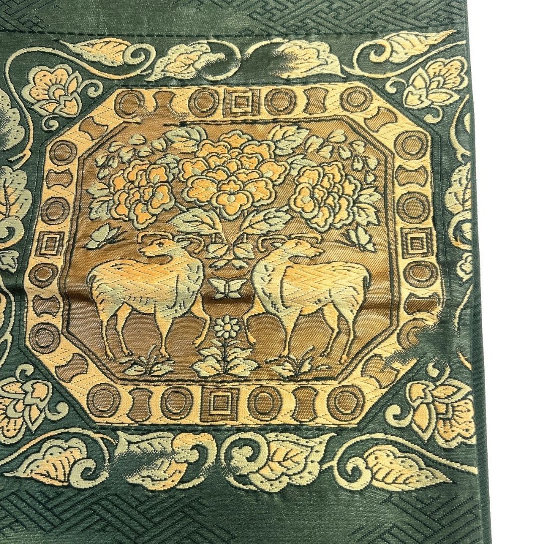 袋帯 唐織 ヤギ 鳳凰 花模様 金糸 着物 114b p ms - メルカリ