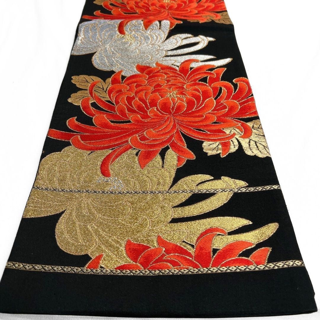  袋帯 振袖帯 乱菊 花模様 金糸 銀糸 着物 114 b p ms 袋帯 帯