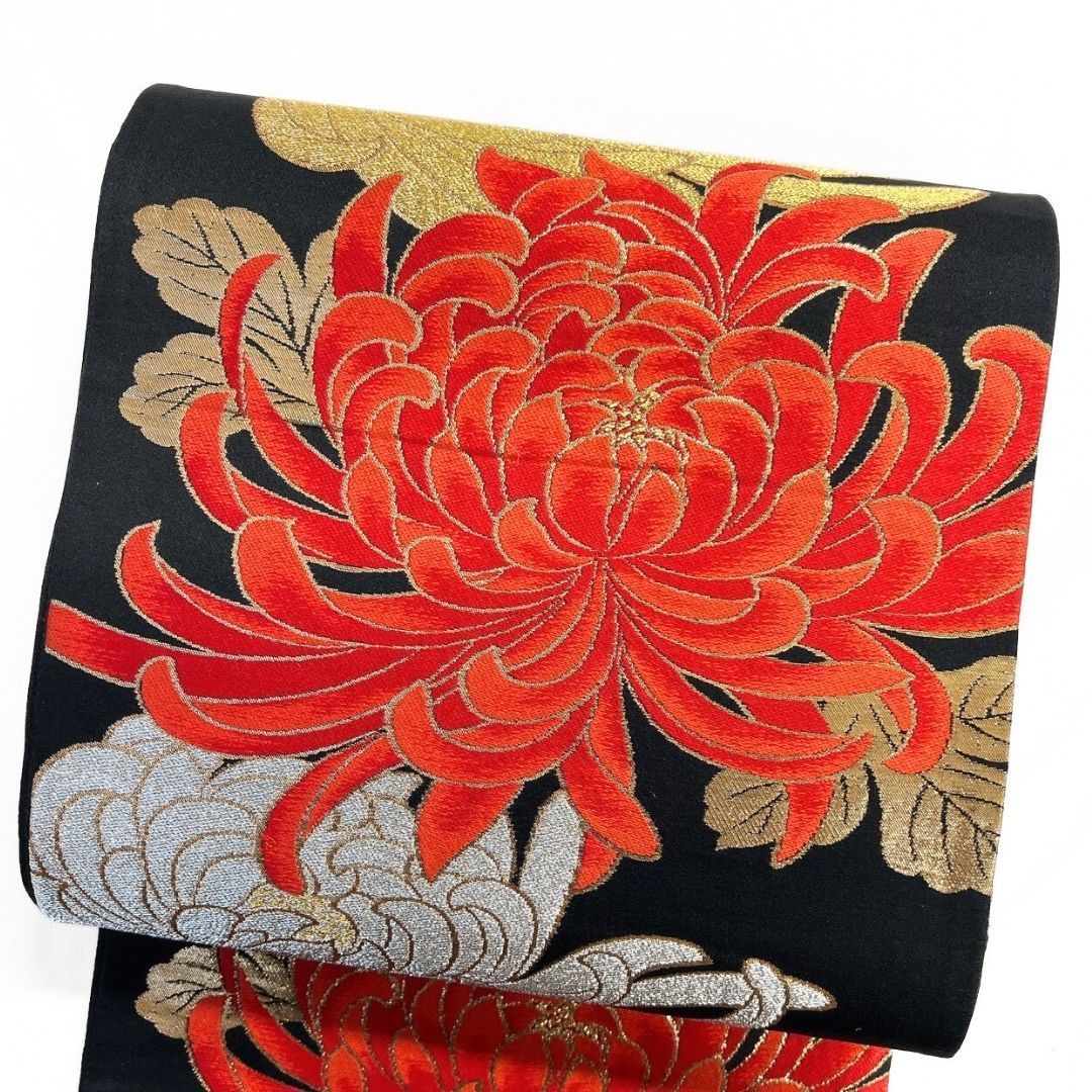 袋帯 振袖帯 乱菊 花模様 金糸 銀糸 着物 114 b p ms