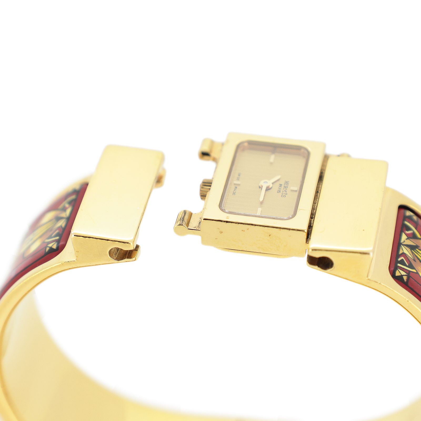 エルメス ロケ バングル ウォッチ L01.201 七宝焼き レディース 腕時計