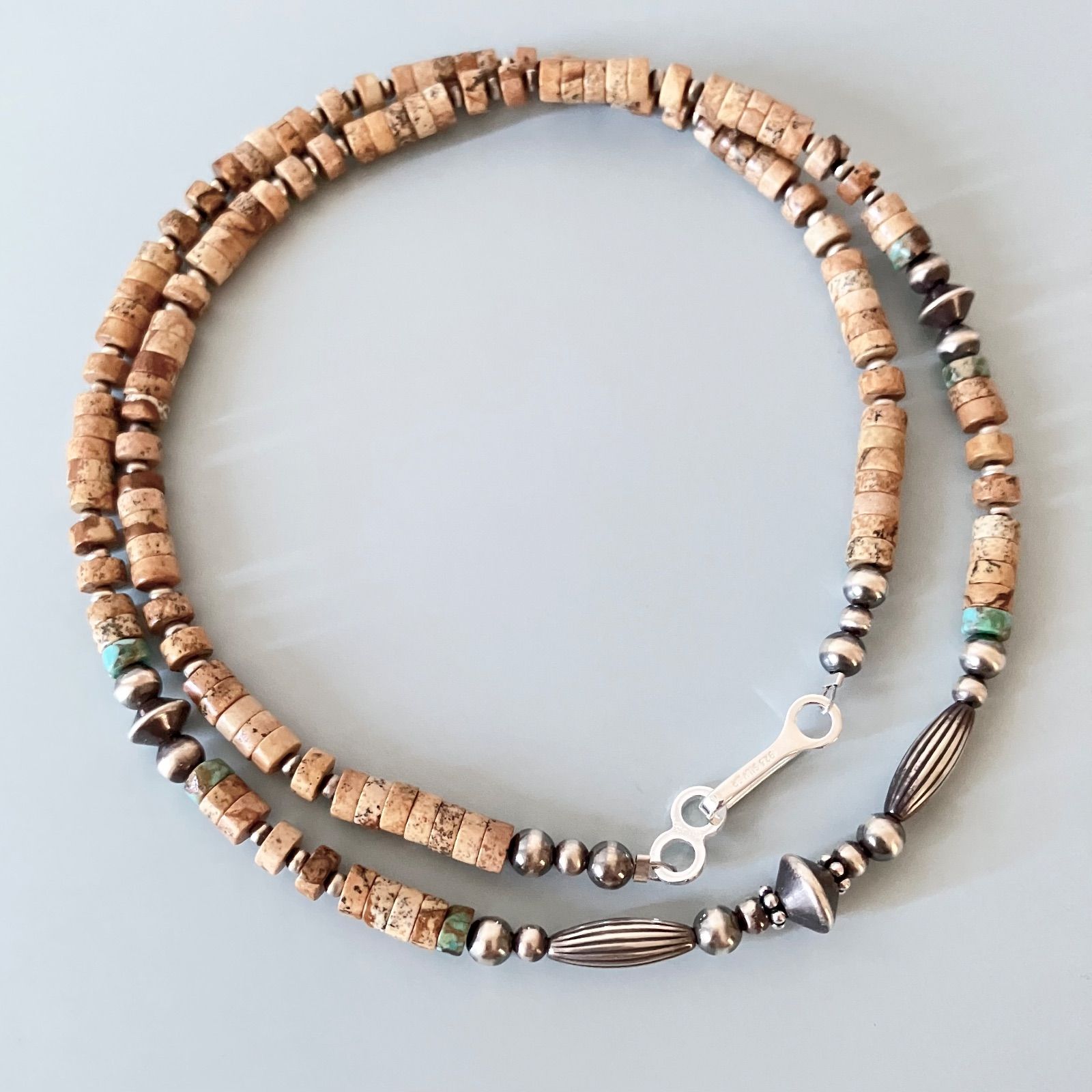 ナバホパール×天然ターコイズのネックレス53cm ナバホパール×天然ターコイズのネックレス53cm ナバホパール×天然