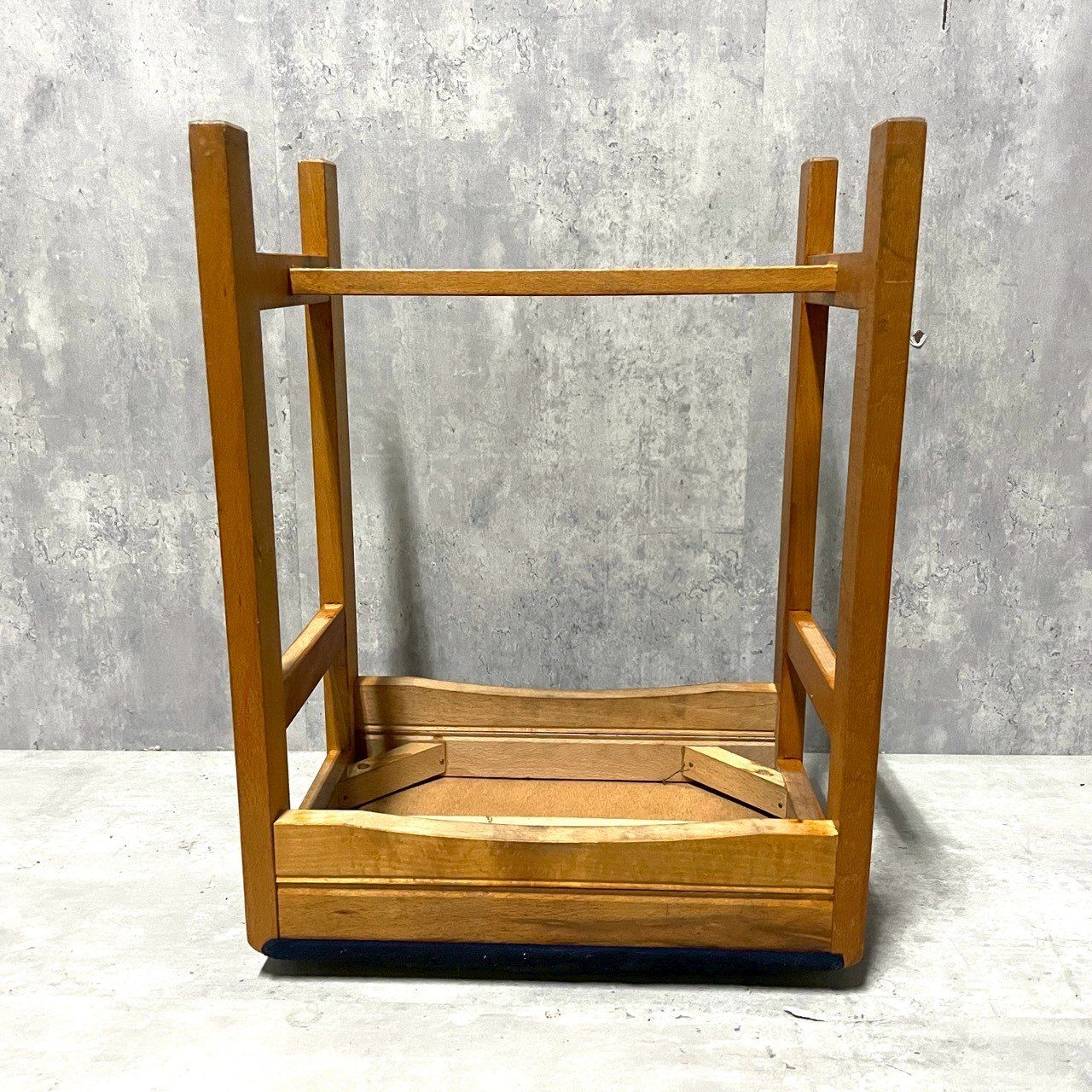 昭和レトロ スツール ミシン椅子 イス チェア ネイビー 木製