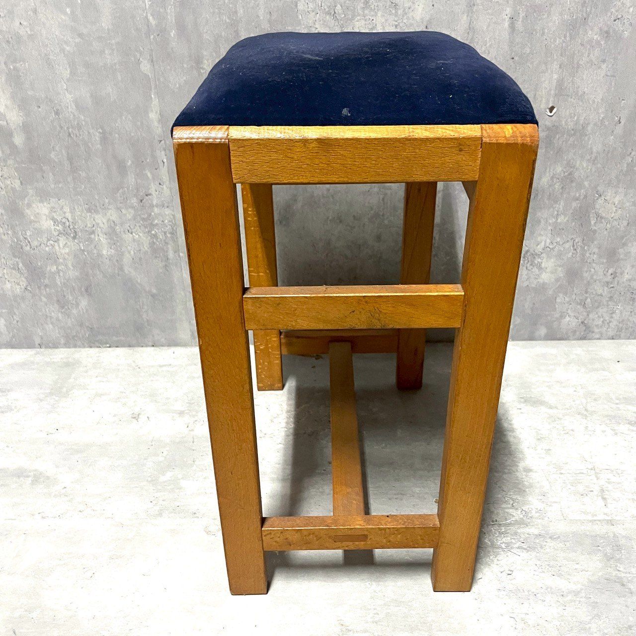 昭和レトロ スツール ミシン椅子 イス チェア ネイビー 木製