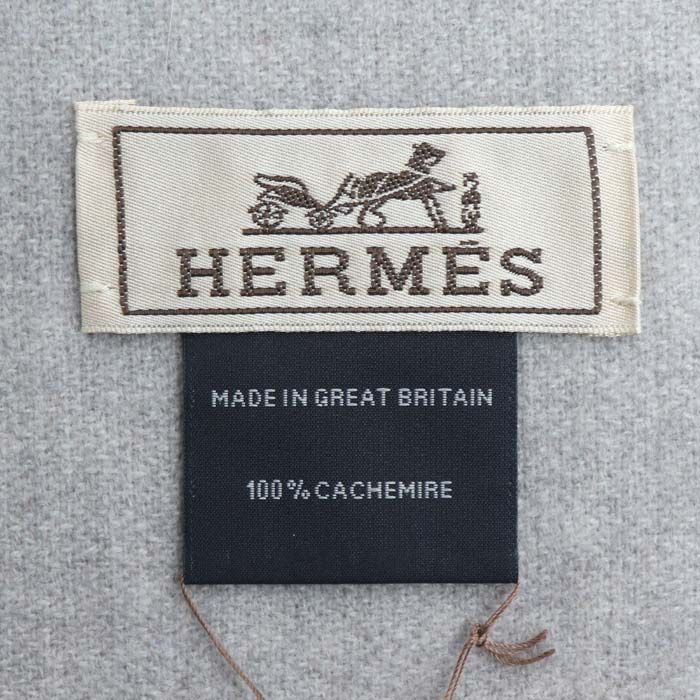  HERMES エルメス サマーブロック マフラー ベージュ ライトグレー ユニセックス 買取品 バンダナ スカーフ 小物