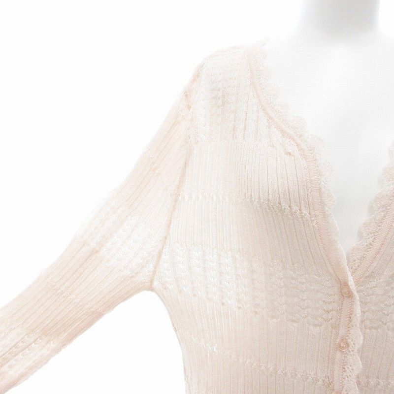 23区 オンワード樫山 美品 カーディガン ニット Vネック レース 46 XXL