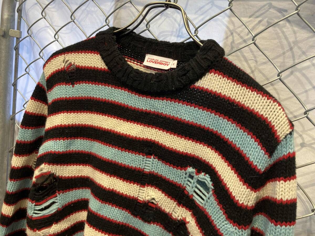 charles jeffrey loverboy damage knit boarder sizeS ダメージニット
