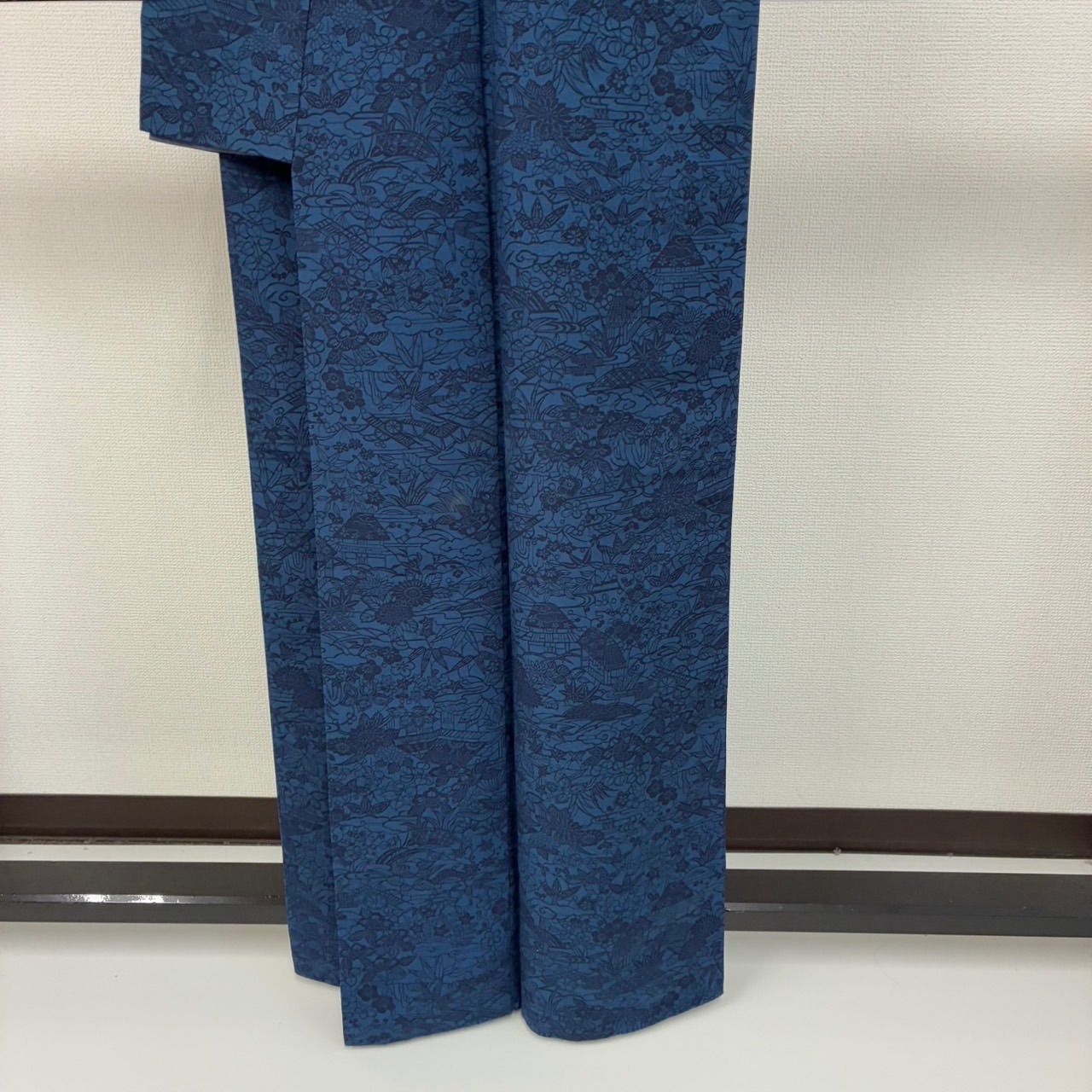 裄64 藍染め 型染め紬 正絹 高島屋 袷 着物 MK-1470 - メルカリ