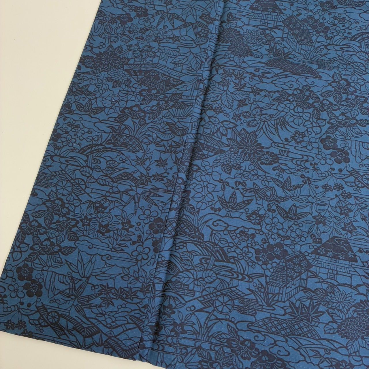 裄64 藍染め 型染め紬 正絹 高島屋 袷 着物 MK-1470 - メルカリ