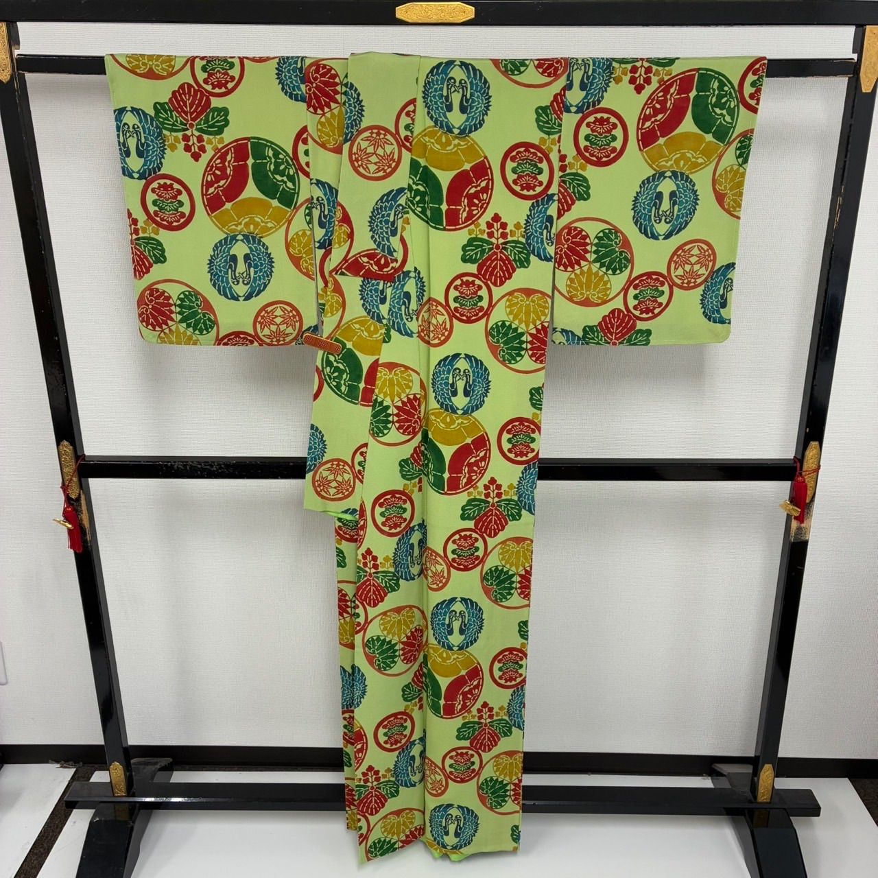 裄65.5 縮緬 型染め 小紋 正絹 染め 袷 着物 MK-1471 - メルカリ