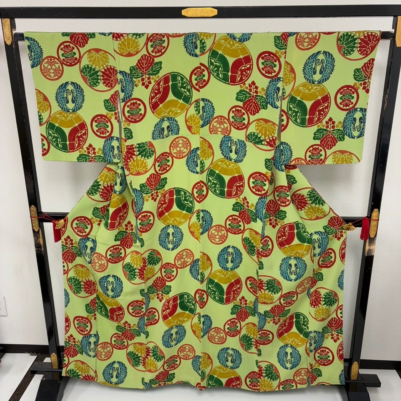 裄65.5 縮緬 型染め 小紋 正絹 染め 袷 着物 MK-1471 - メルカリ