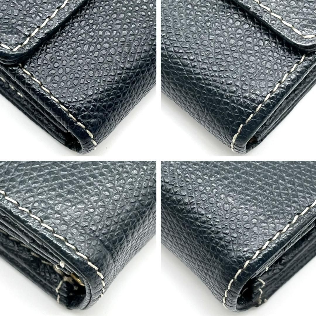 Kitamura キタムラ レザー 長財布 ネイビー 紺 二つ折り ロング