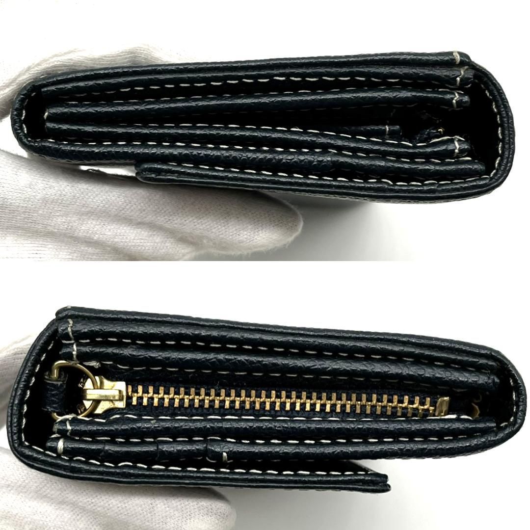 Kitamura キタムラ レザー 長財布 ネイビー 紺 二つ折り ロング