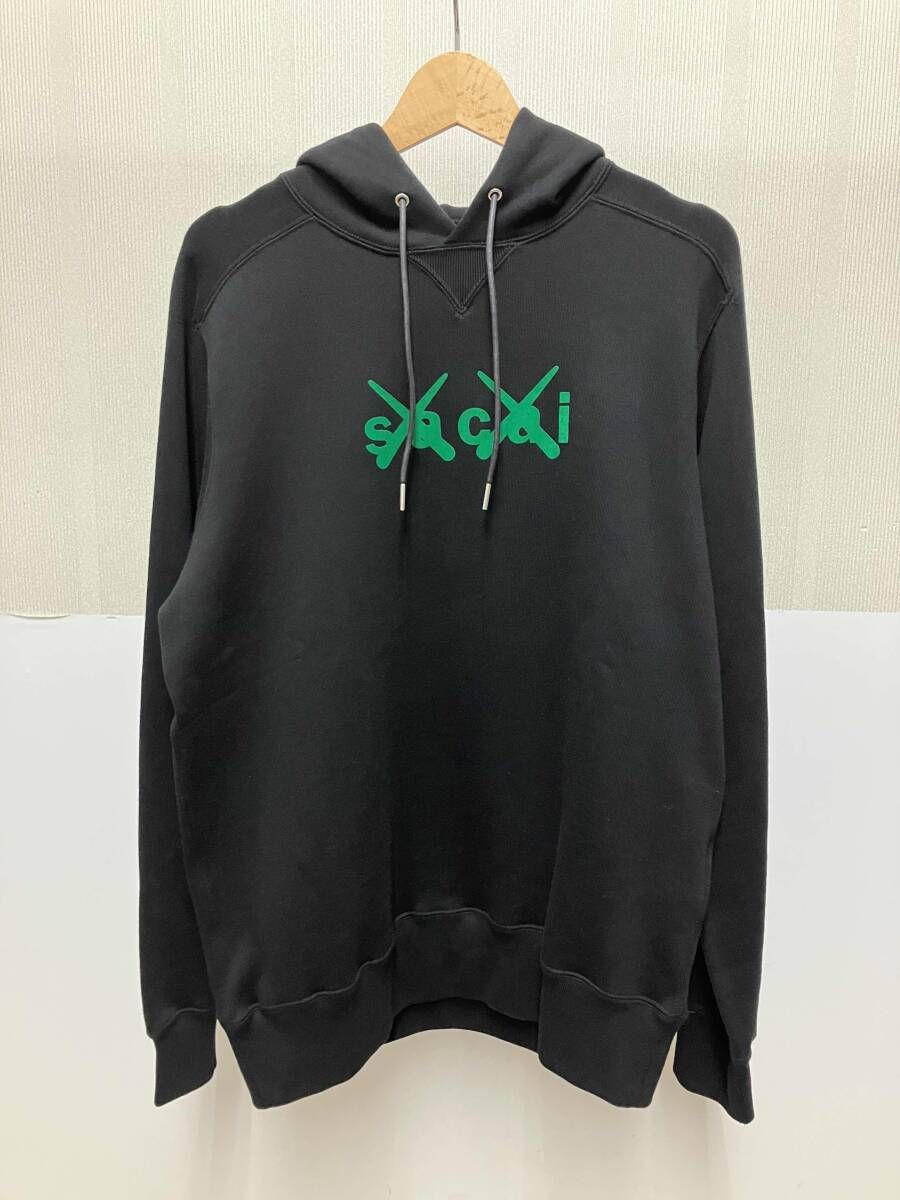 sacai kaws パーカー Flock Print Hoodie Black Sacai サカイ 21AW 21