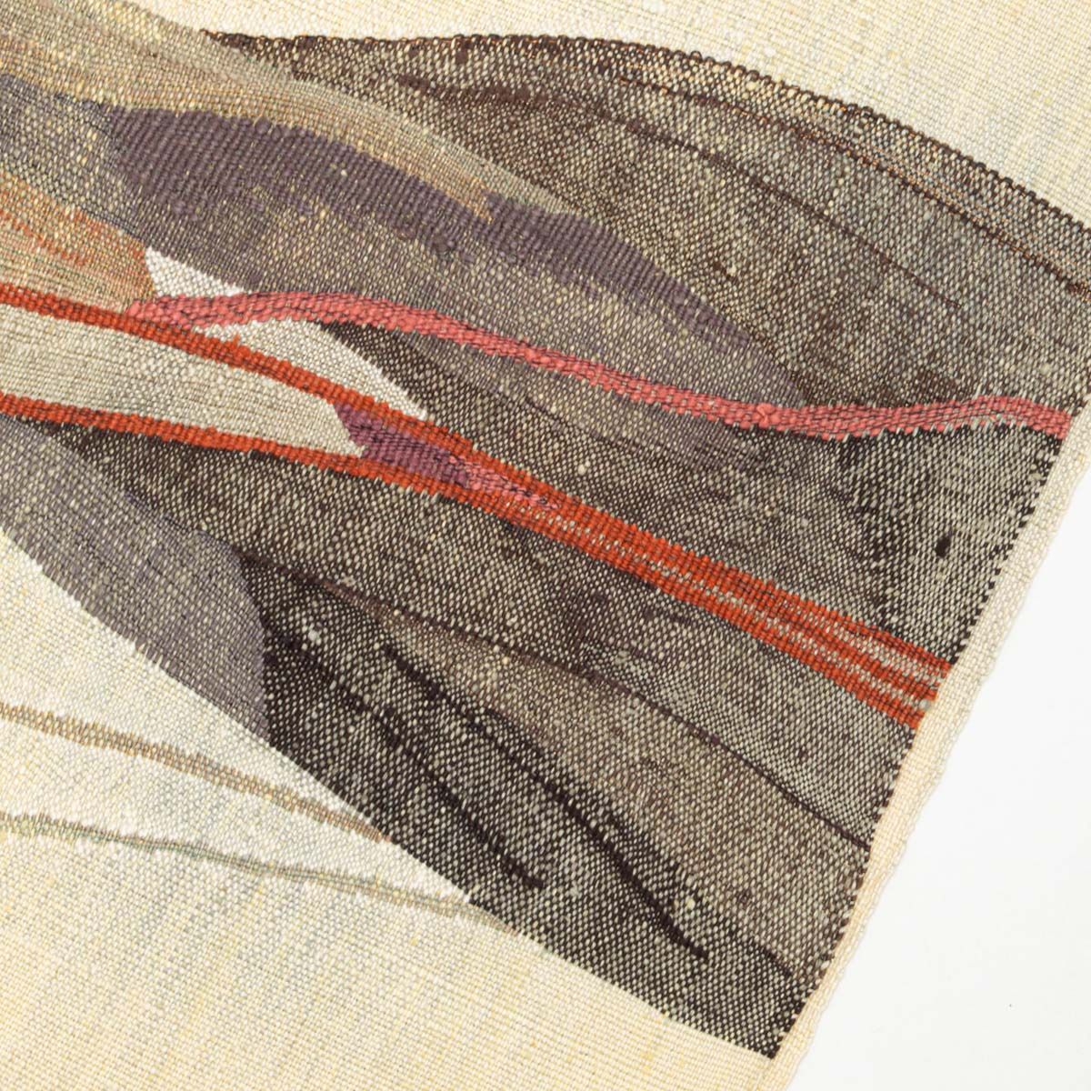名古屋帯 真綿織 紬 手織り 抽象柄 渡文調 西陣織 正絹 八寸 - メルカリ