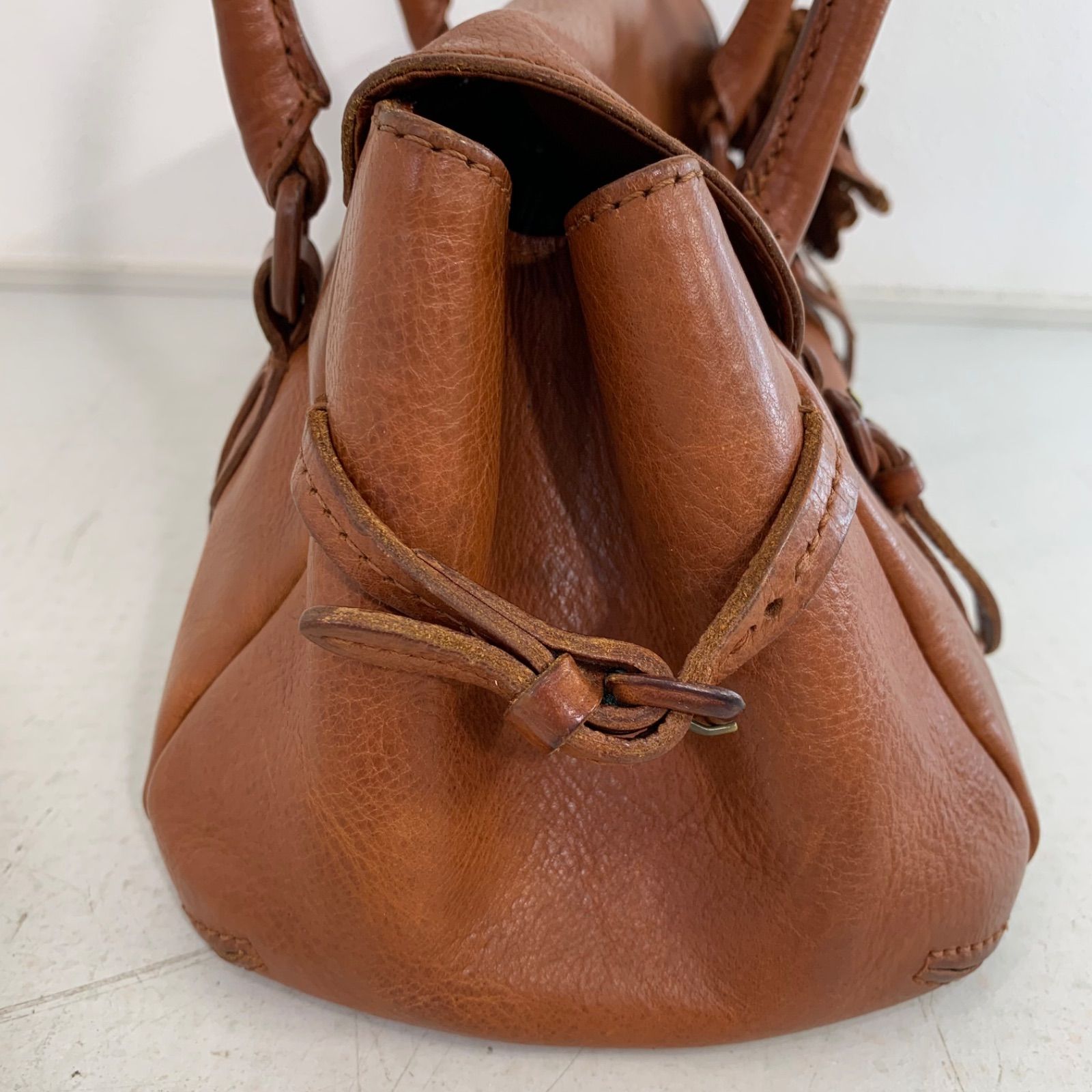 genten（ゲンテン）」ブラウンレザーハンドバッグ - メルカリ