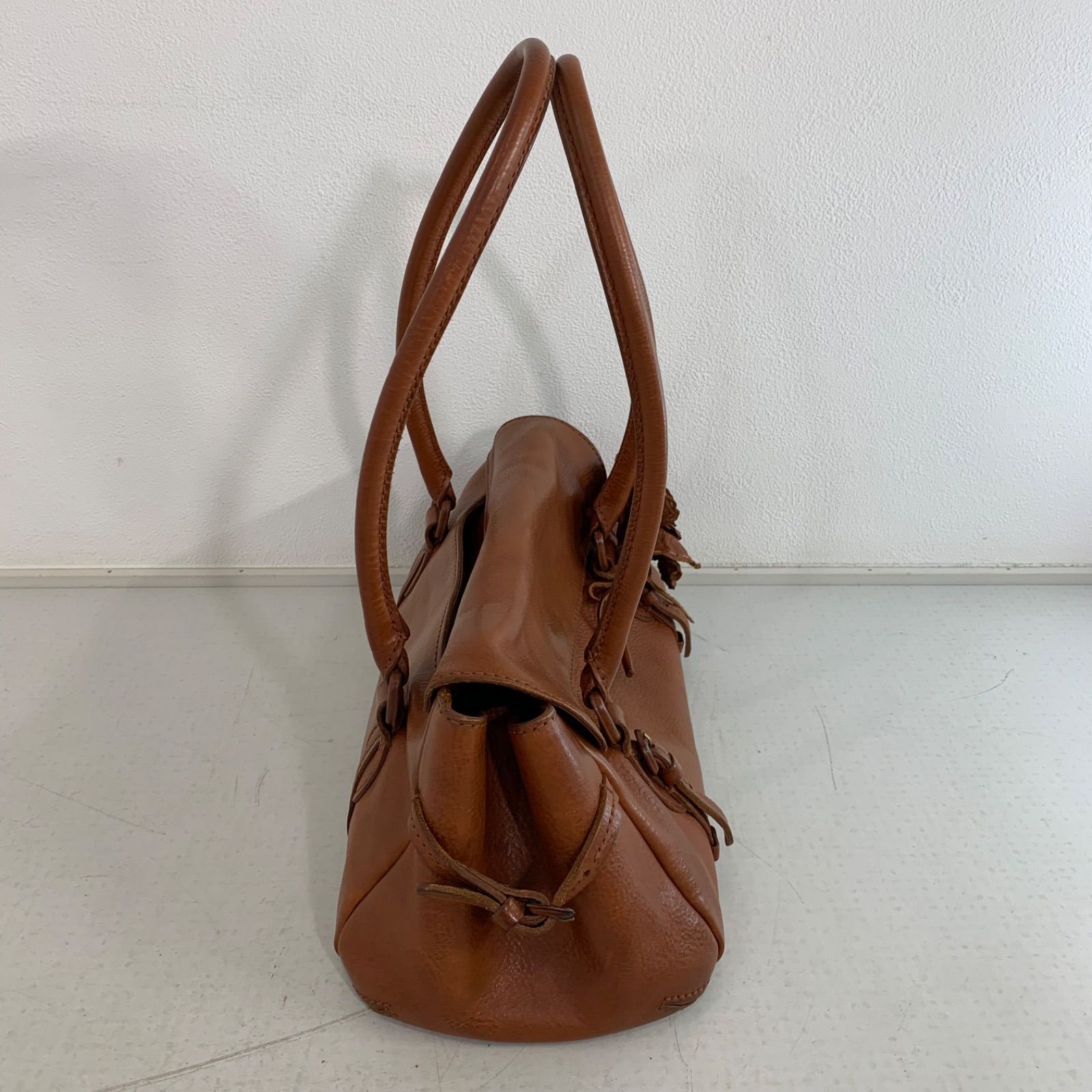 genten（ゲンテン）」ブラウンレザーハンドバッグ - メルカリ