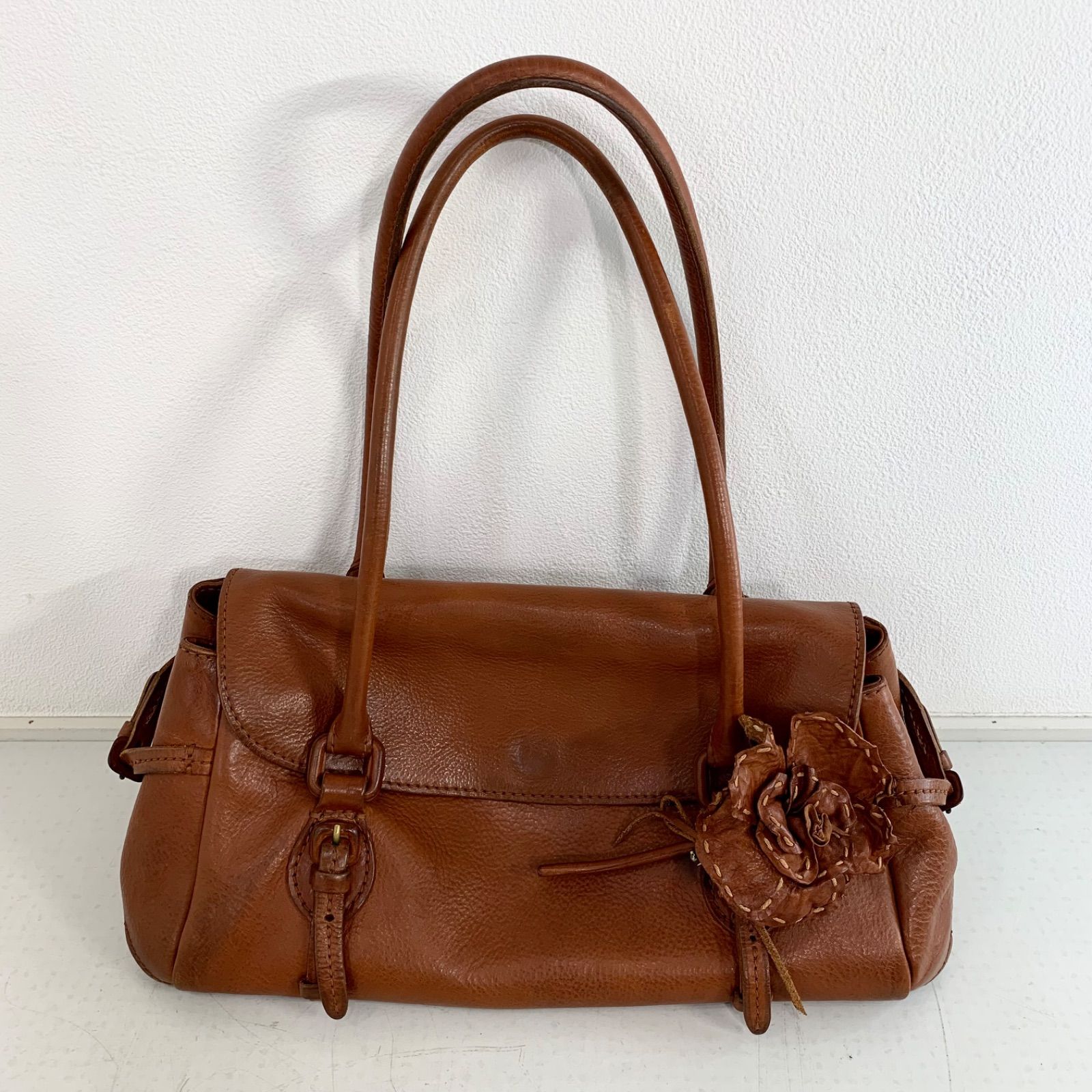 genten（ゲンテン）」ブラウンレザーハンドバッグ - メルカリ