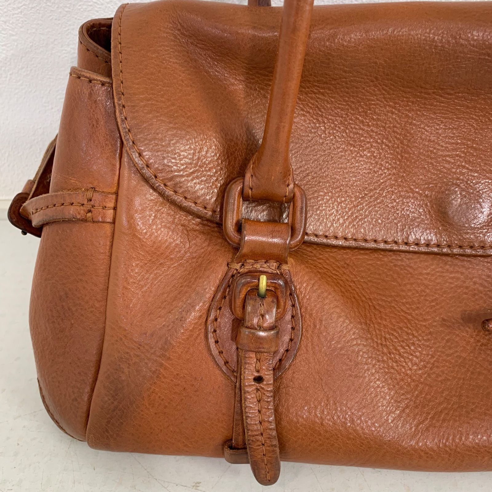 genten ブラウンレザー ハンドバッグ genten（ゲンテン）」ブラウンレザーハンドバッグ - メルカリ