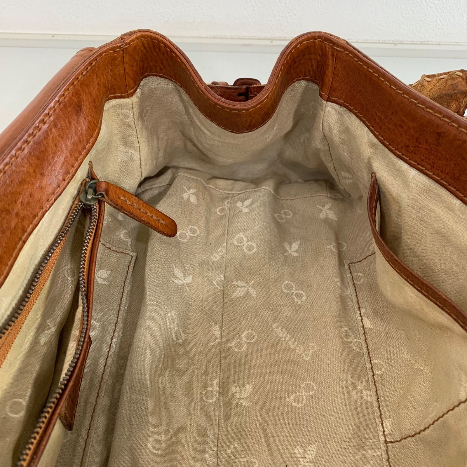 genten（ゲンテン）」ブラウンレザーハンドバッグ - メルカリ