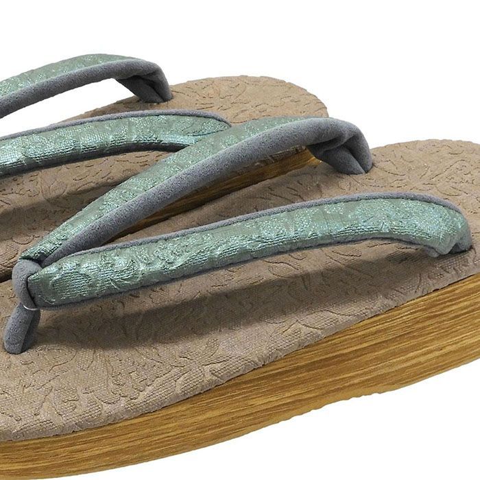 草履 菱屋謹製 カレンブロッソ カフェ草履 Lサイズ ボタニカル 型押し