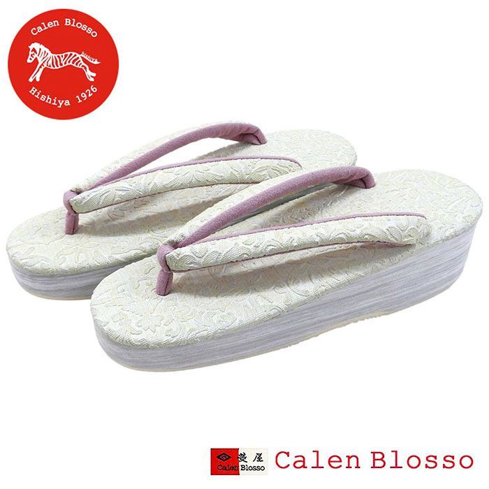 草履 菱屋謹製 カレンブロッソ カフェ草履 Мサイズ ボタニカル 型押し ビブラムソール Calen Blosso Cafe ZORI viborom n 5538