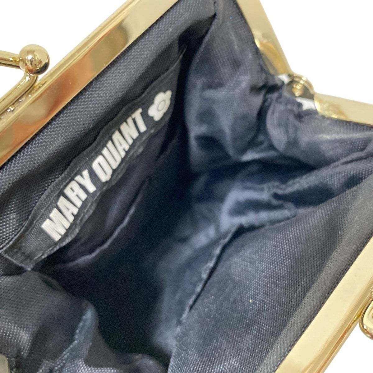 MARY QUANT(マリークワント) 小物入れ - 黒×白 小物入れ/パール/がま口