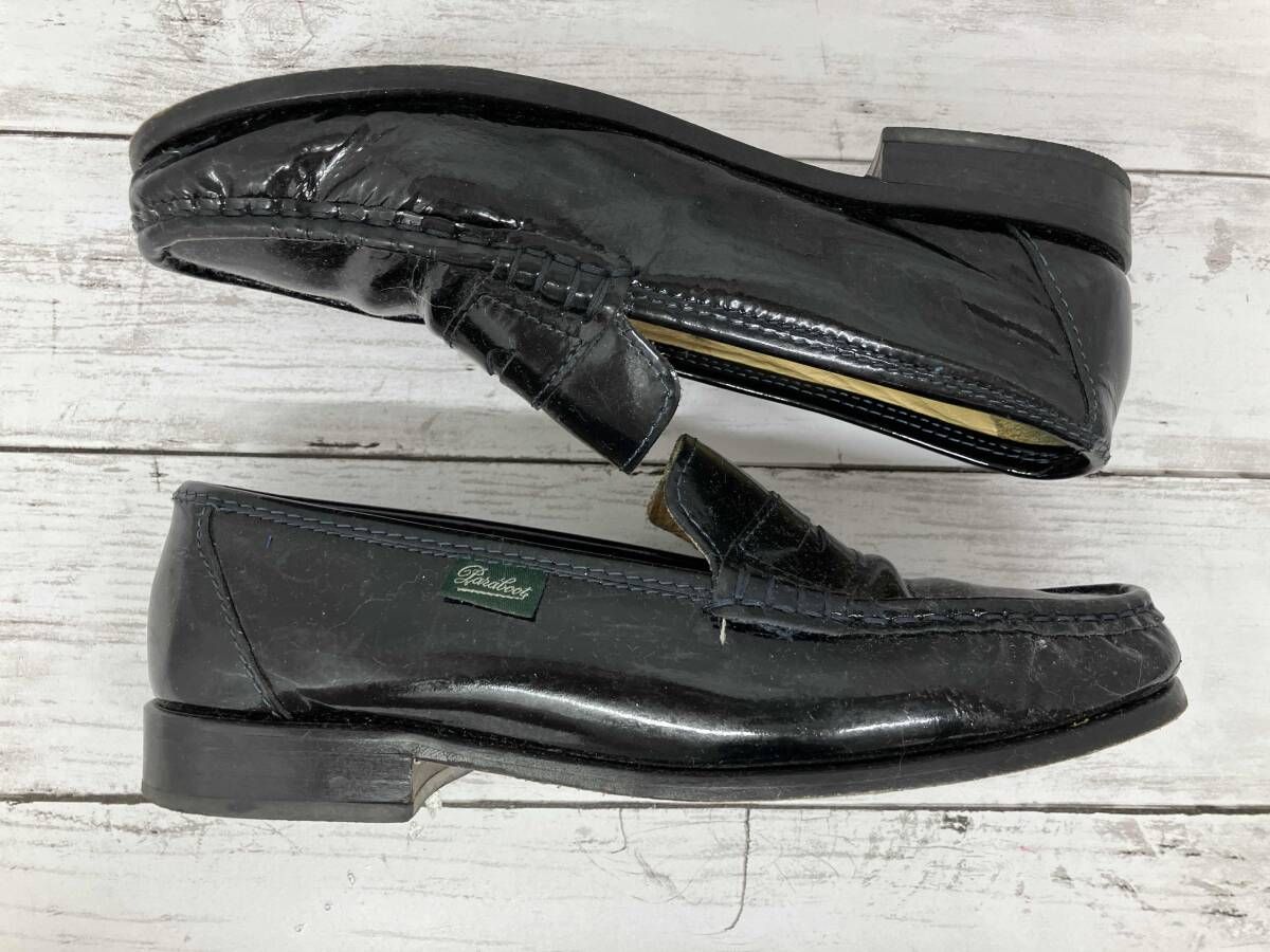 パラブーツ コインローファー ブラック エナメル素材 美品✨Paraboot ローファー ブラック エナメル 23cm パラブーツ コイン