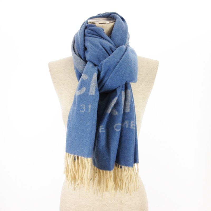 CHANEL ロゴ花柄ストール フリンジ付き シャネル CHANEL マフラー ストール フリンジ ロゴ ココマーク