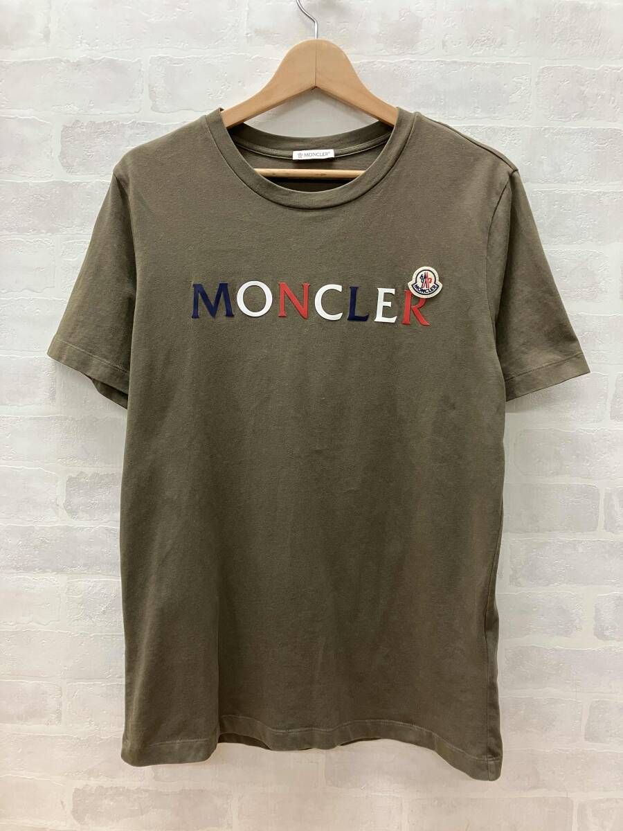 メンズ ☆MONCLER モンクレール・ カーキ ロゴ半袖Tシャツ サイズS