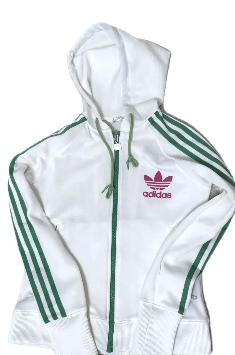 アディダス ファイヤーバード 必須アイテム 白緑 フード ジャージ