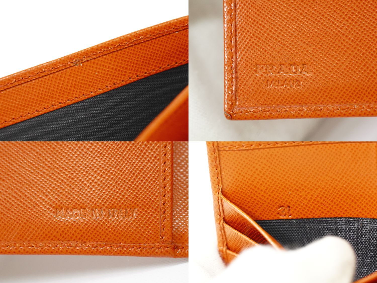 本物 プラダ PRADA レザー 三つ折り 折財布 コンパクトウォレット