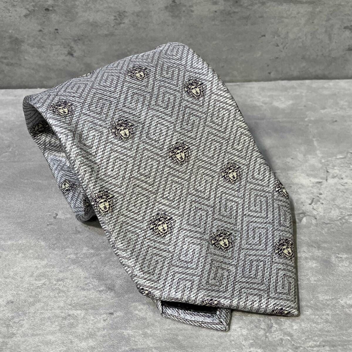 VERSACE necktie ネクタイ シルバー ベルサーチ 