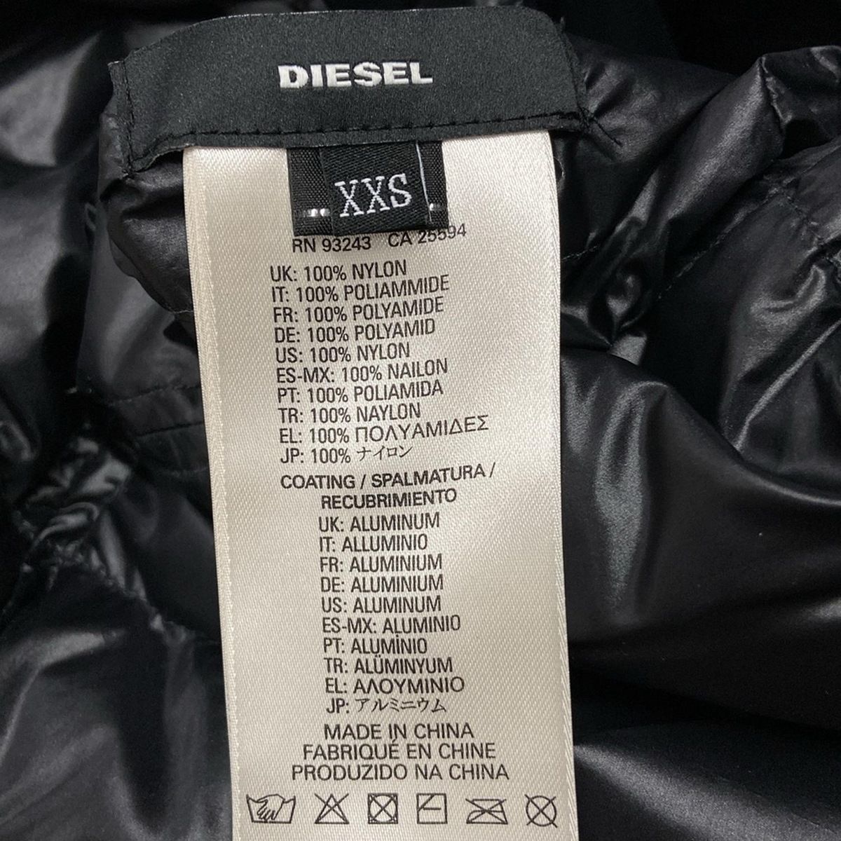 DIESEL(ディーゼル) ダウンコート サイズXXS XS レディース - 黒 長袖