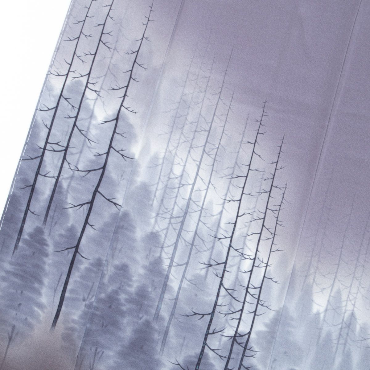 未使用品】訪問着 友禅 幻想的な森の情景 仕付け糸付き 藤鼠 正絹 袷