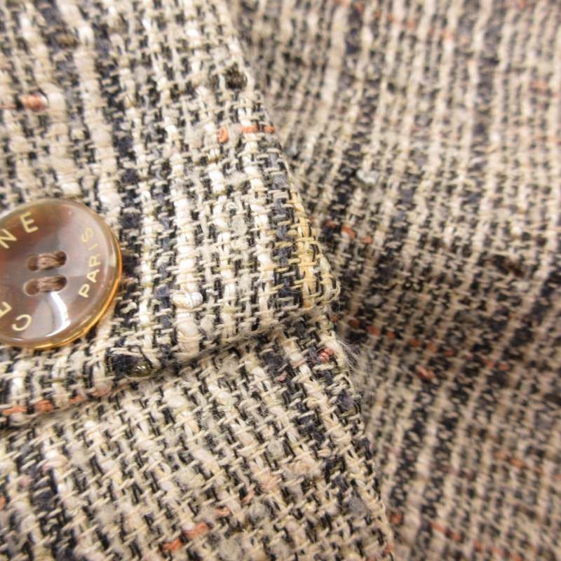 セリーヌ CELINE ヴィンテージ テーラードジャケット ツイード リネン