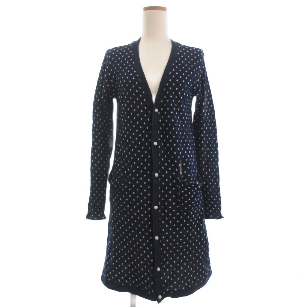 【中古】キャピタル kapital カーディガン ロング 水玉 ドット柄 麻 リネン混 Vネック S 紺 ネイビー レディース キャピタル kapital カーディガン ロング 水玉 ドット柄 麻 リネン混 V