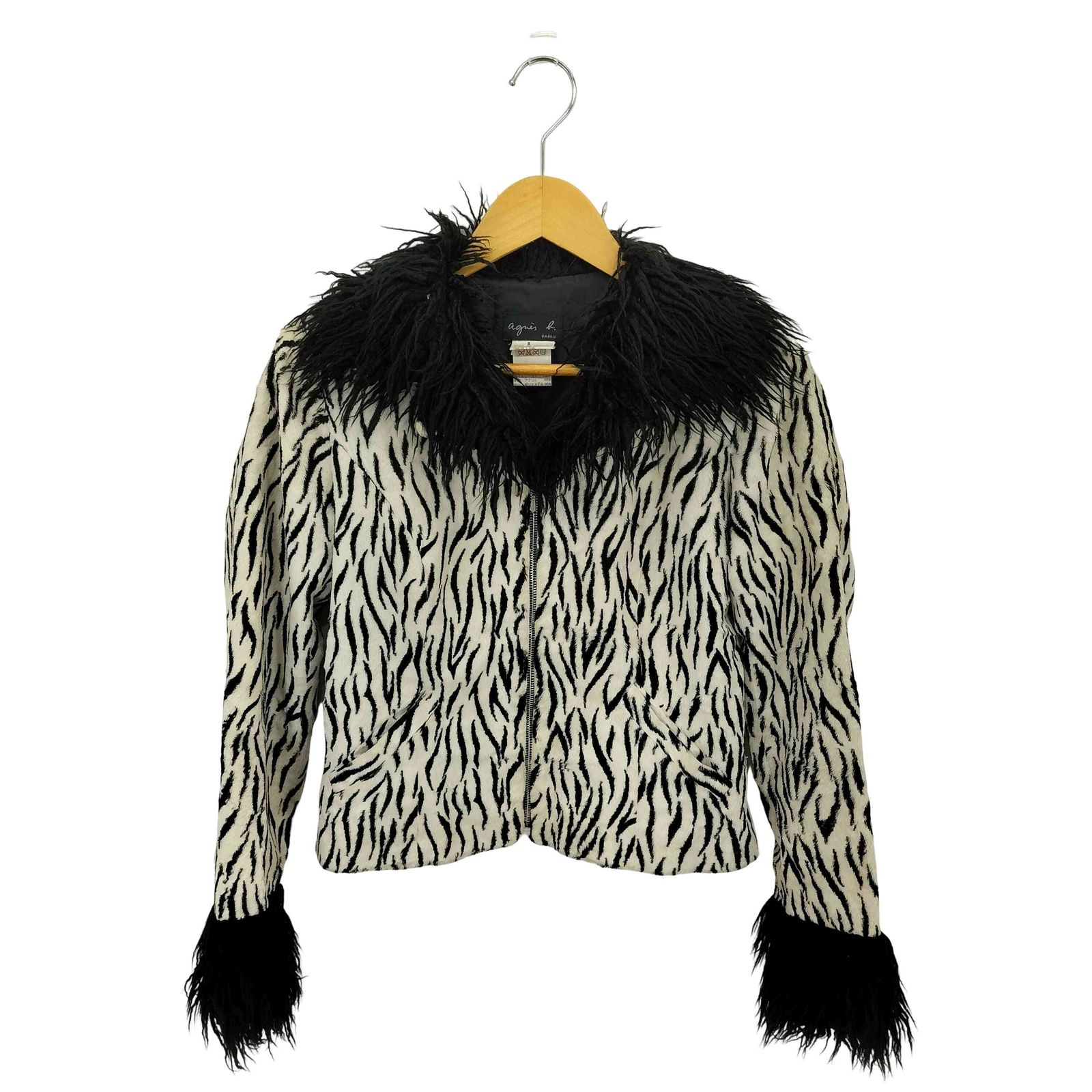 アニエスベー agnes b. フランス製 ririジップ ゼブラ柄 ファー