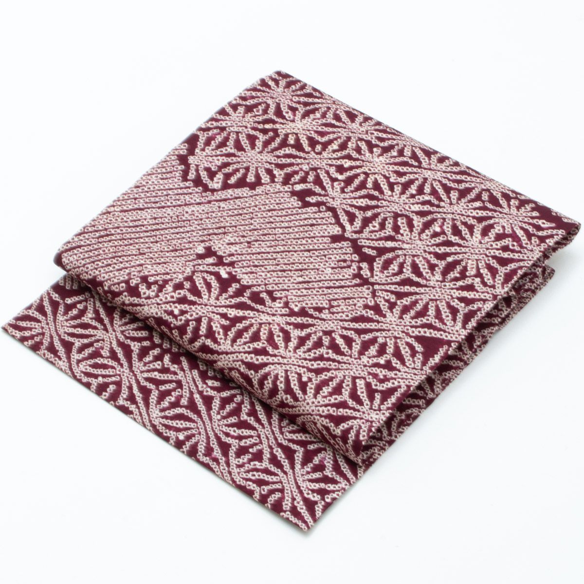 美品】名古屋帯 総絞り 鹿の子 麻の葉 雲取り 紫紺色 正絹 九寸 - メルカリ