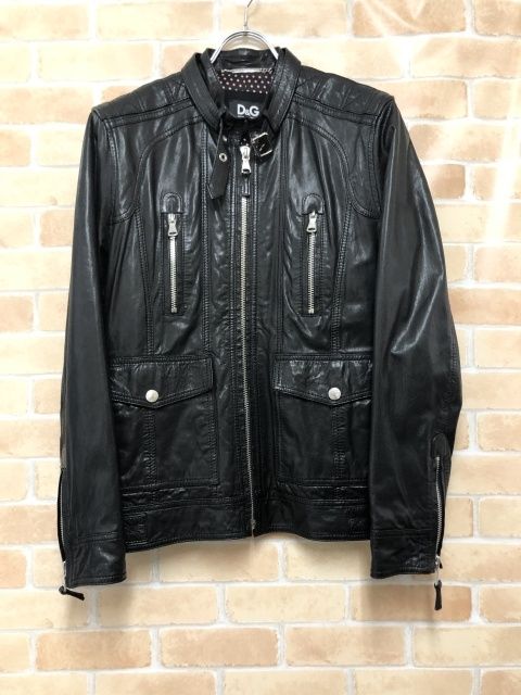 中古】 D&G ディーアンドジー レザージャケット シングル ドルチェ