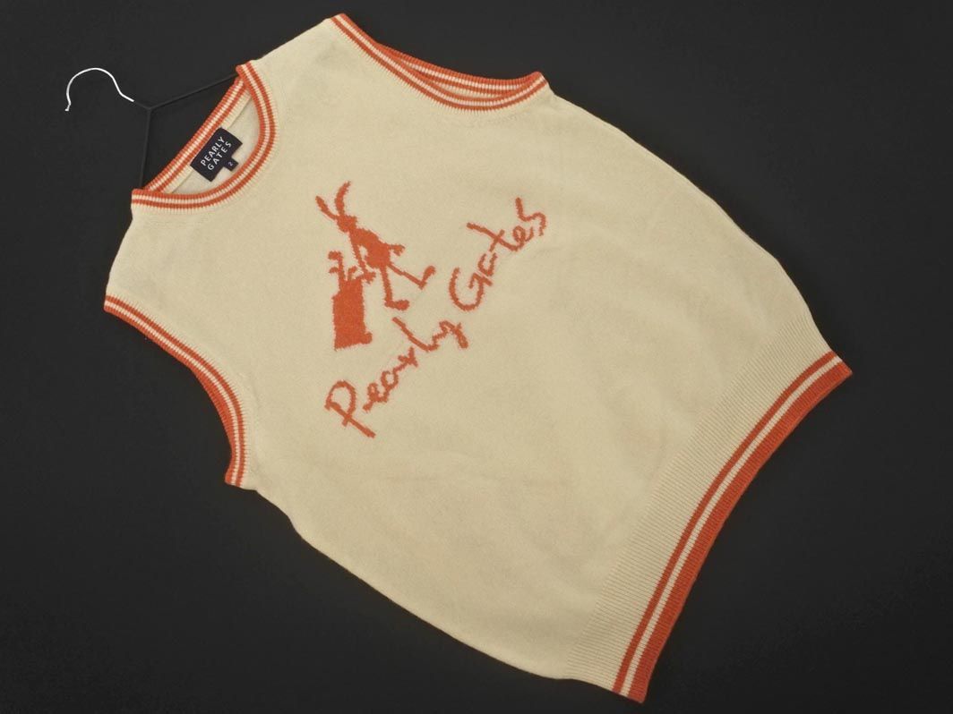 パーリーゲイツ ウール100% ニット ベスト オレンジ サイズ2 PEARLY GATES パーリーゲイツ ウール100% ニット ベスト size2