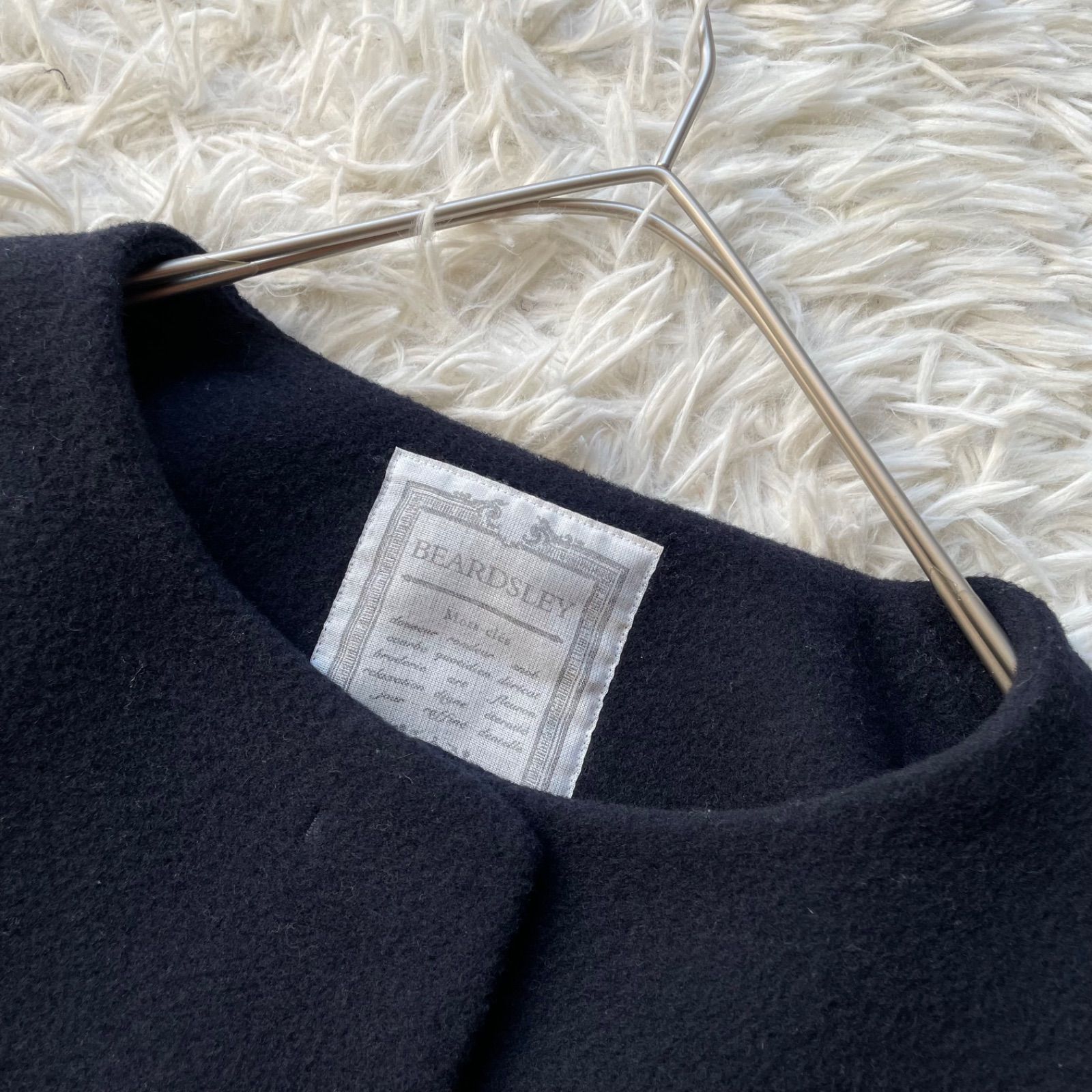 BEARDSLEY ビアズリー うしろぷっくりウールコート ノーカラーコート