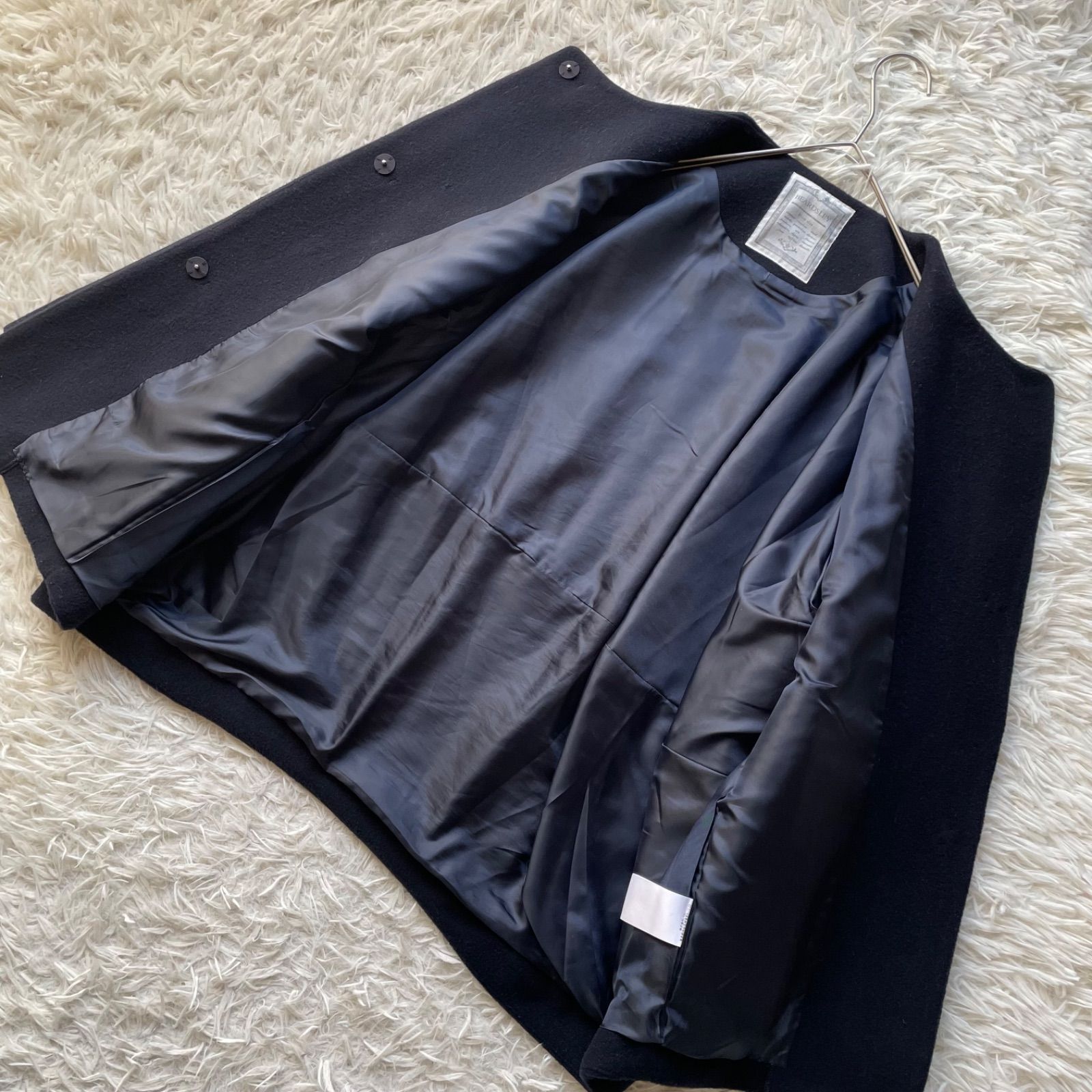 BEARDSLEY ビアズリー うしろぷっくりウールコート ノーカラーコート