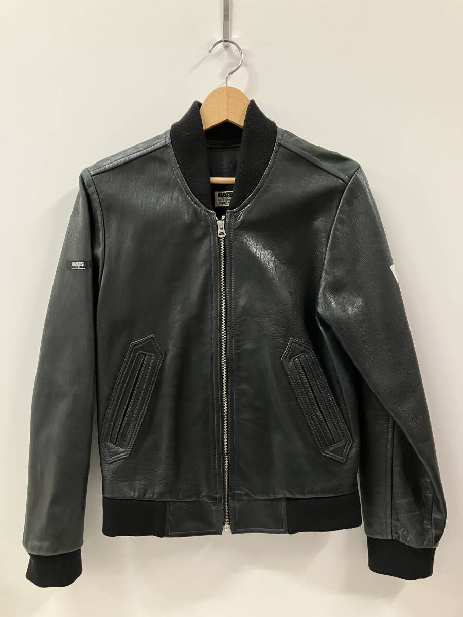 RATS ラッツ ブラック 袖ロゴ レザージャケット ブルゾン ブラック S