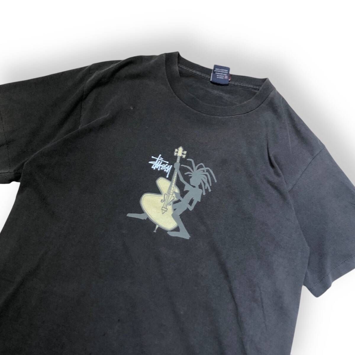 90s OLD STUSSY Shardman Center Print TEE sizeL 紺タグ シャドーマン 