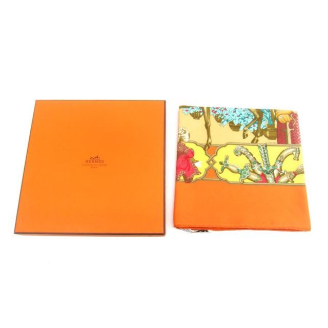 HERMES エルメス カレ90 シルク オレンジ マハラジャ スカーフ