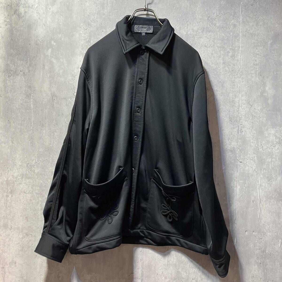 KITH BOXY COLLARED OVERSHIRT BLACK sizeXS 長袖ポロシャツ キス