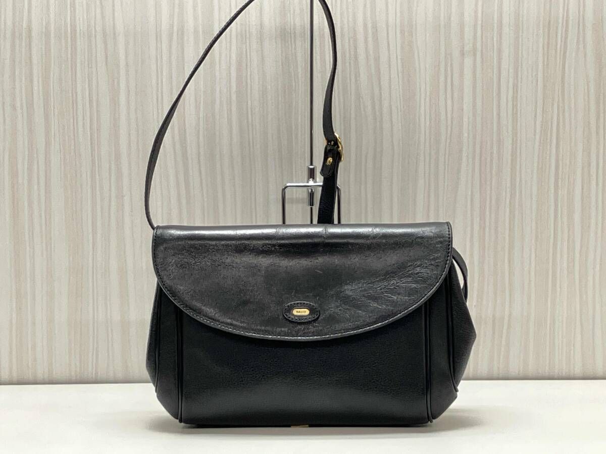 BALLY バリー オールレザー ショルダーバッグ ブラック - メルカリ