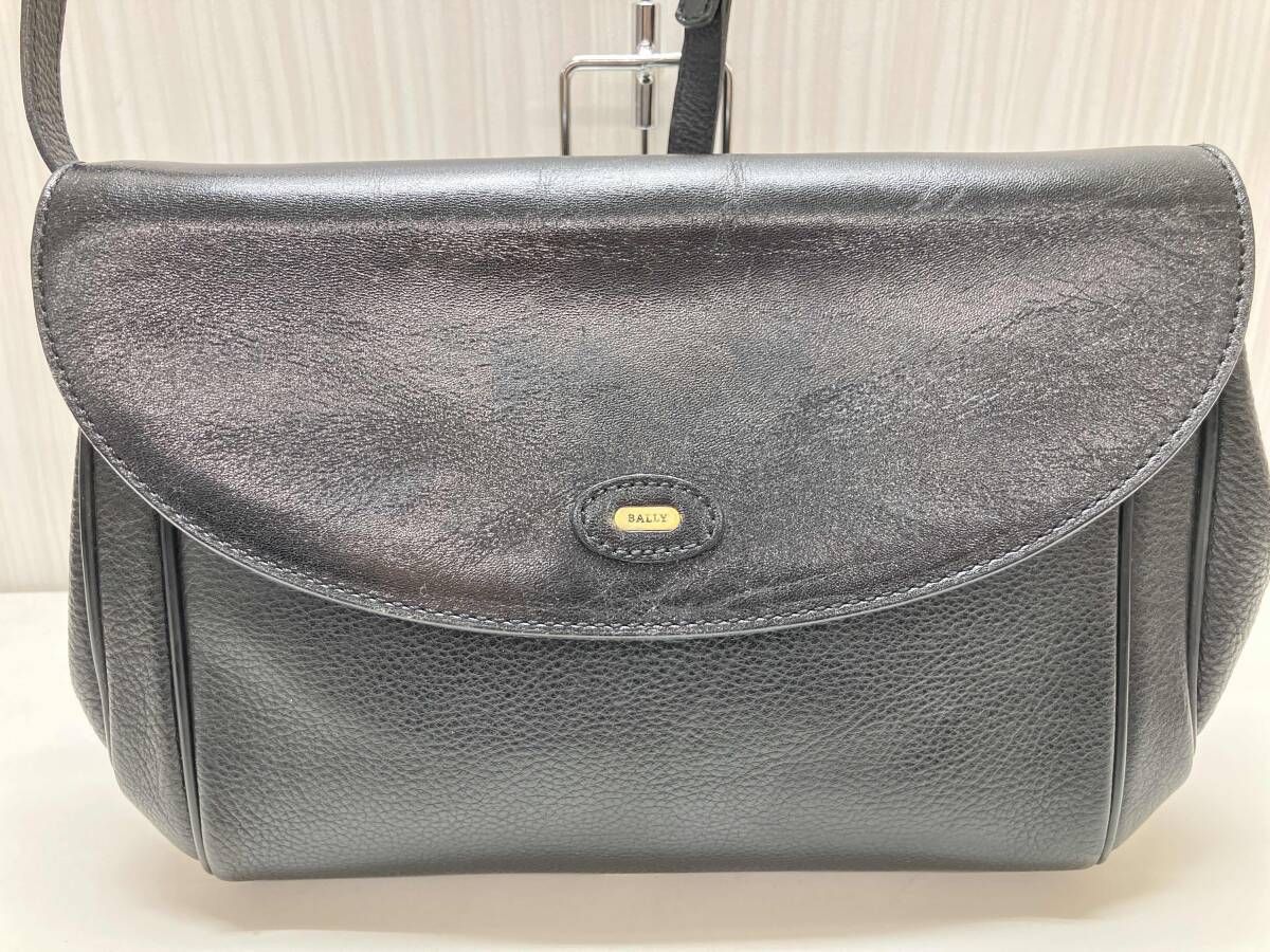 BALLY バリー オールレザー ショルダーバッグ ブラック - メルカリ